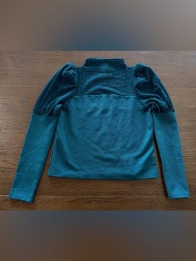 NWT Anthropologie Maeve Dark Green Mutton Sleeve Mock Neck